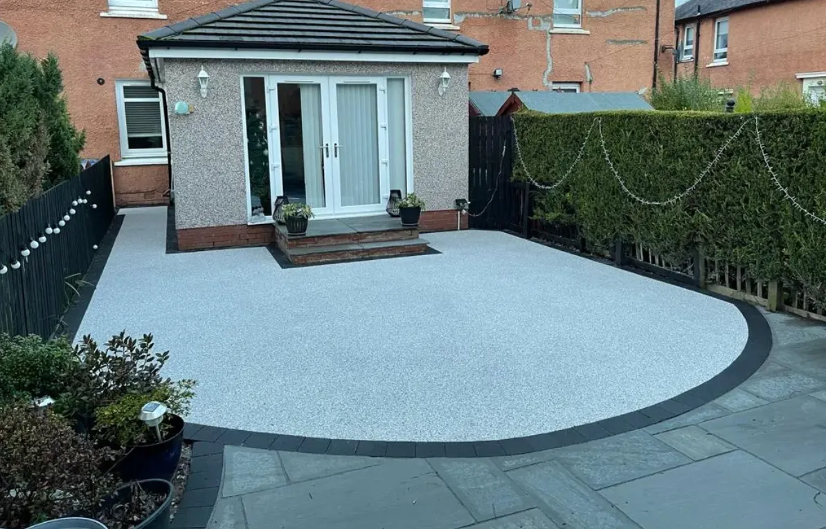 Resin bound patio installed in a Farnborough garden