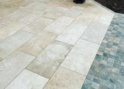 Porcelain patio installed in Farnborough by Farnborough Driveways & Patios